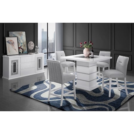Global Furniture Usa Contemporary Fabric, Velvet Monaco White Bar Table + Monaco Bs 4499
